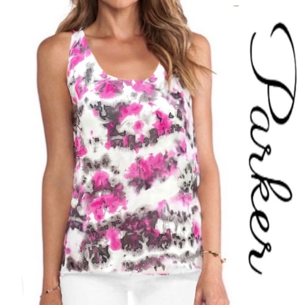 Parker Color Splash Sleeveless Silk Blouse